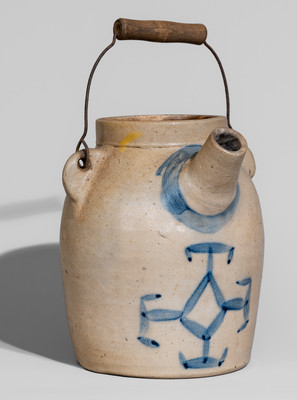 Rare A.L. HYSSONG / BLOOMSBURG, PA Stoneware Batter Pail w/ Geometric Cobalt Decoration