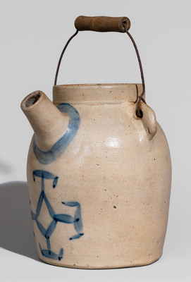 Rare A.L. HYSSONG / BLOOMSBURG, PA Stoneware Batter Pail w/ Geometric Cobalt Decoration