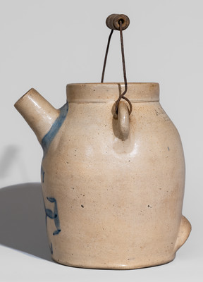 Rare A.L. HYSSONG / BLOOMSBURG, PA Stoneware Batter Pail w/ Geometric Cobalt Decoration