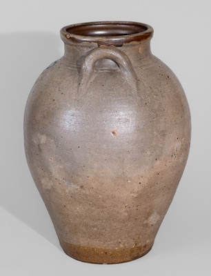 Two-Gallon CHARLESTOWN, Mass. Stoneware Jar w/ Impressed Hearts Decoration, c1815