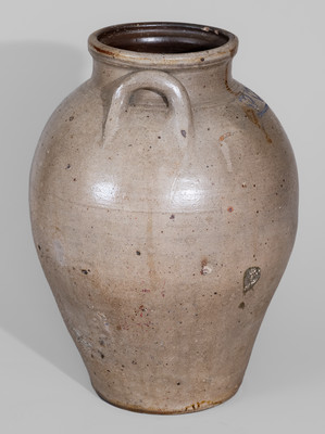 Two-Gallon CHARLESTOWN, Mass. Stoneware Jar w/ Impressed Hearts Decoration, c1815