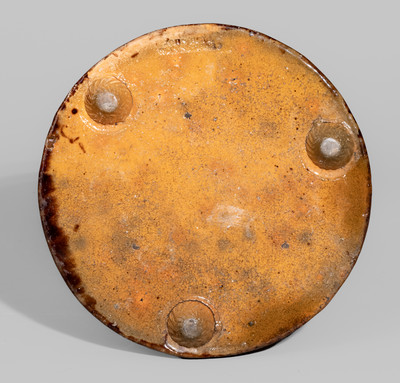 Attrib. John Bell, Waynesboro, PA Redware Trivet w/ Relief Urn-and-Grapes Decoration