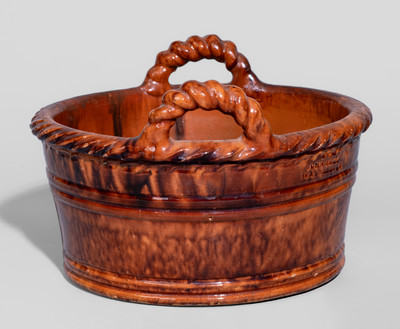 JOHN BELL / WAYNESBORO, Pennsylvania Manganese-Decorated Redware Tub