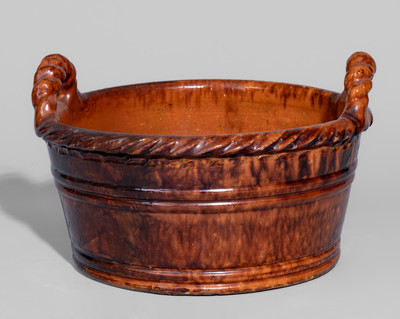 JOHN BELL / WAYNESBORO, Pennsylvania Manganese-Decorated Redware Tub