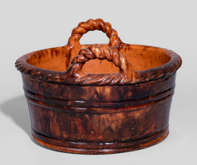JOHN BELL / WAYNESBORO, Pennsylvania Manganese-Decorated Redware Tub