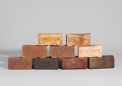 Nine Marked Augusta, Georgia Bricks, late 19th or early 20th century