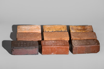 Nine Marked Augusta, Georgia Bricks, late 19th or early 20th century