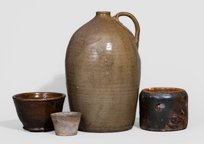 Four Pieces of Stoneware, Edgefield District, SC origin, 19th century