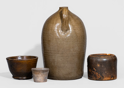 Four Pieces of Stoneware, Edgefield District, SC origin, 19th century