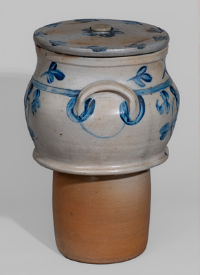 Four-Gallon Cobalt-Decorated Baltimore, MD Stoneware Filter w/ Lid
