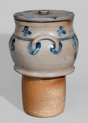 Four-Gallon Cobalt-Decorated Baltimore, MD Stoneware Filter w/ Lid