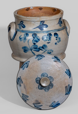 Four-Gallon Cobalt-Decorated Baltimore, MD Stoneware Filter w/ Lid
