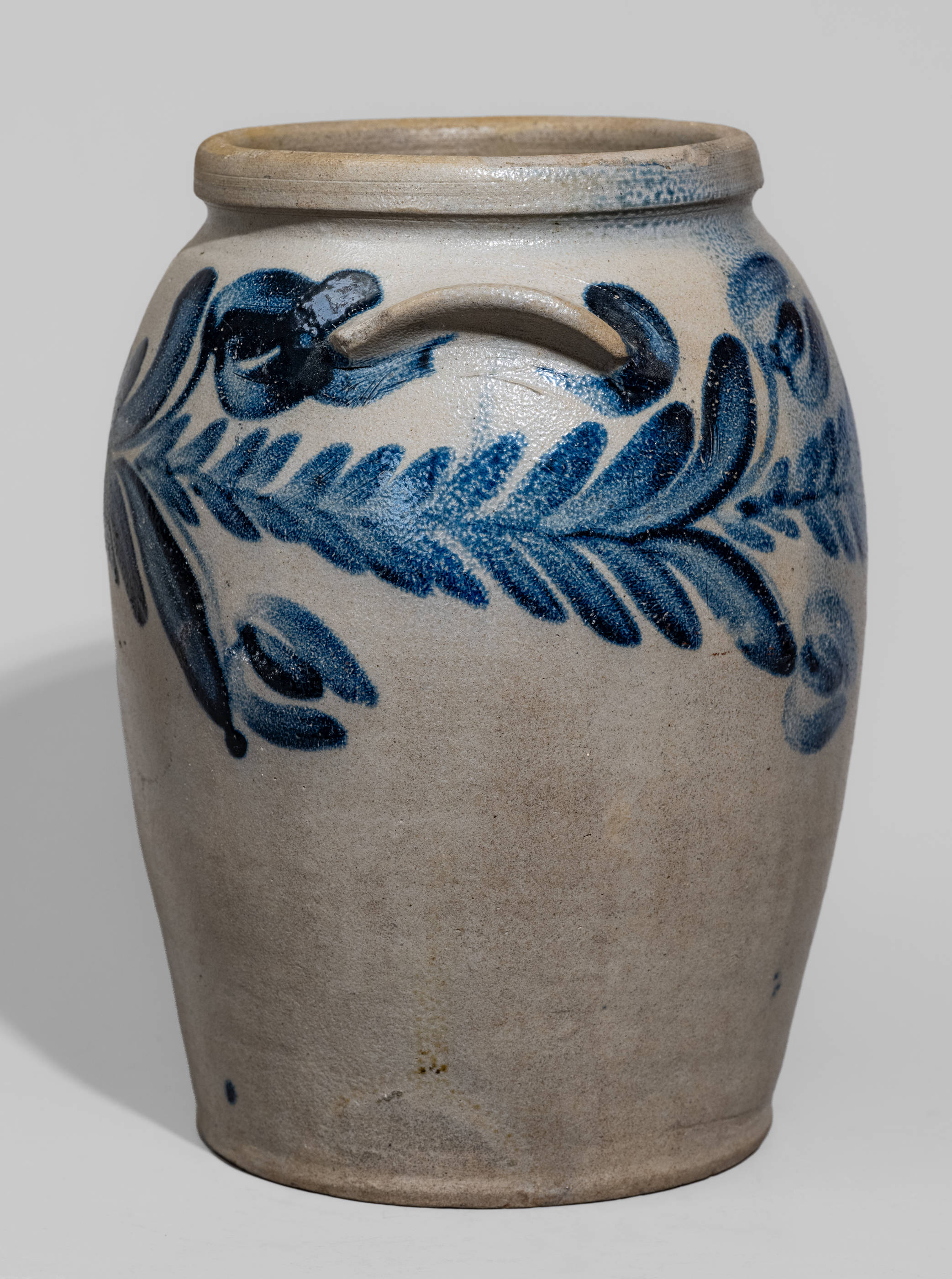 Baltimore Stoneware Jar w/ Cobalt Floral Decoration, c1825 -- Lot