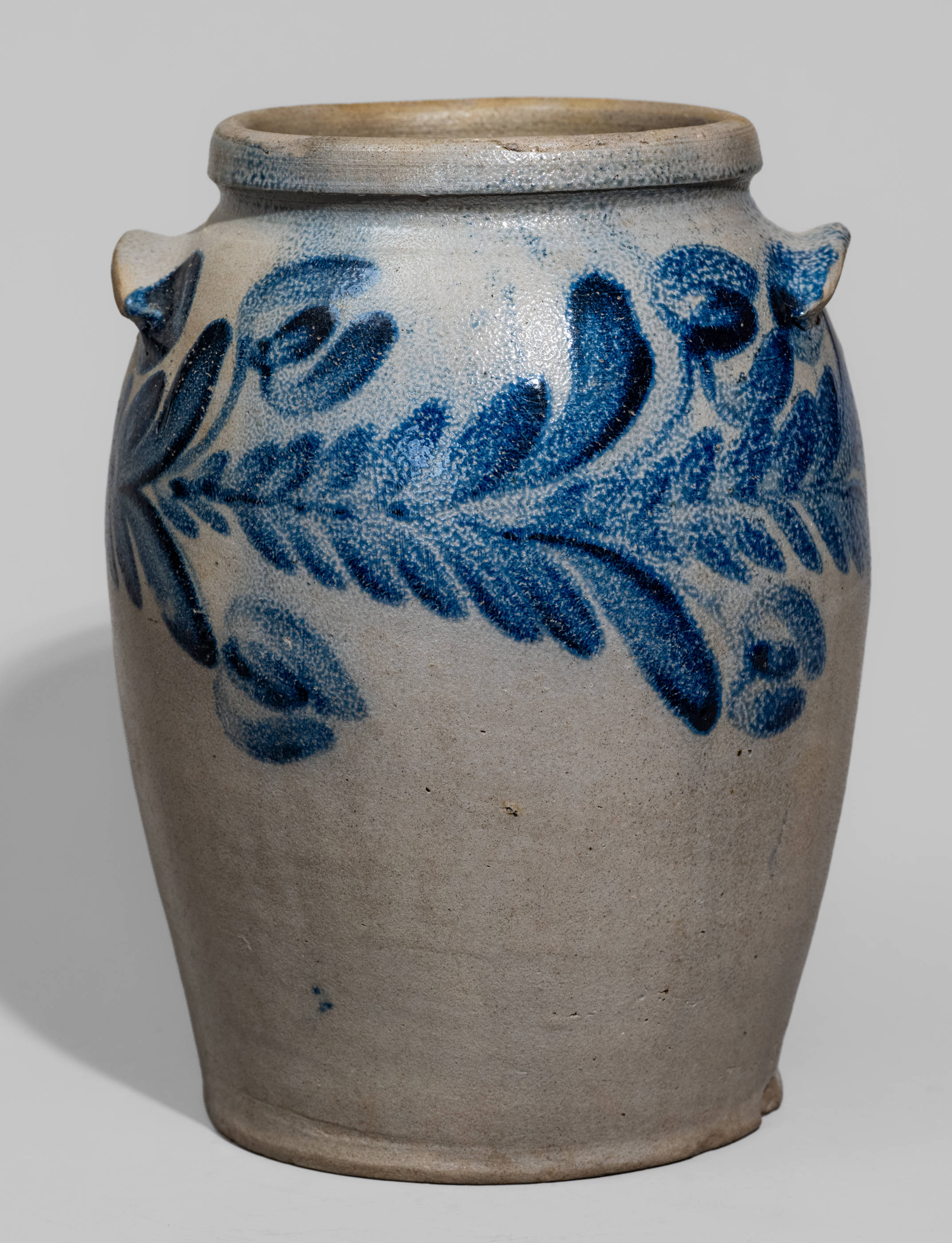Baltimore Stoneware Jar w/ Cobalt Floral Decoration, c1825 -- Lot