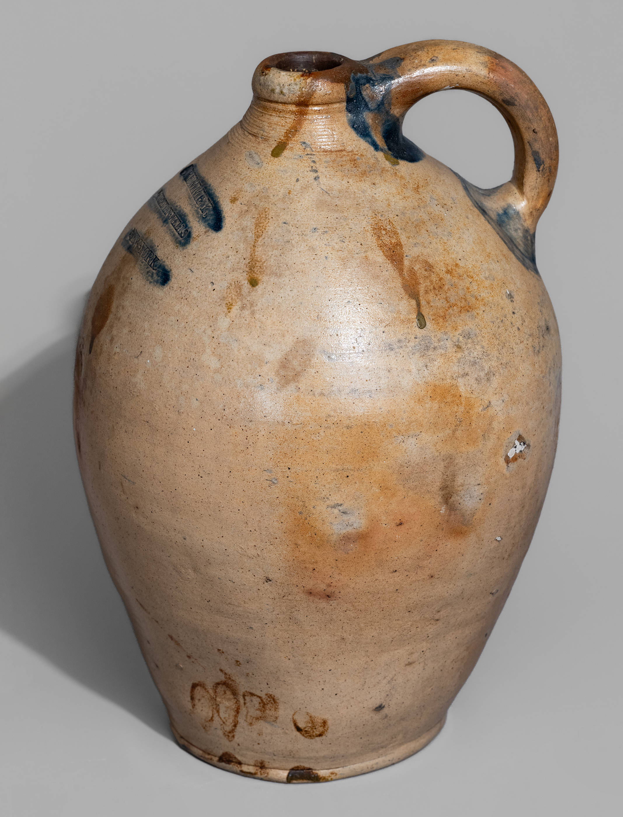 J. REMMEY / MANHATTAN-WELLS / NEW-YORK Cobalt-Decorated Stoneware
