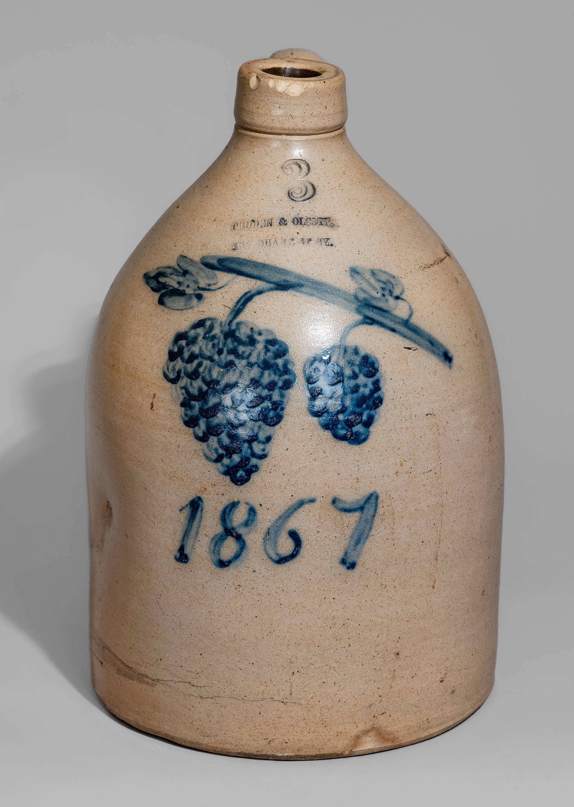 Very Rare Three-Gallon PRUDEN & OLCOTT / 185 DUANE ST, NY Grapes