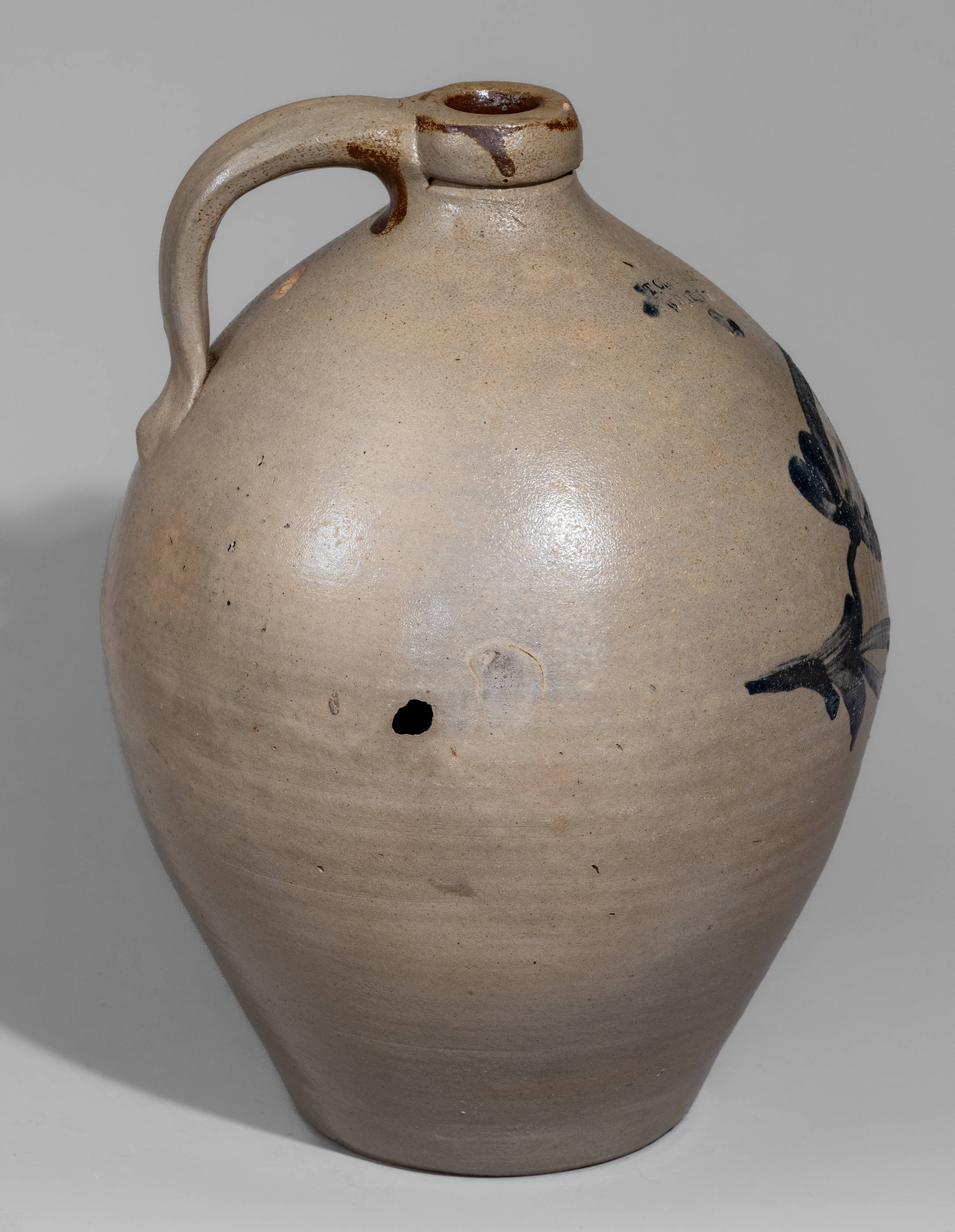Two-Gallon T. CRAFTS & CO / WHATELY, Mass. Stoneware Jug, c1833-48