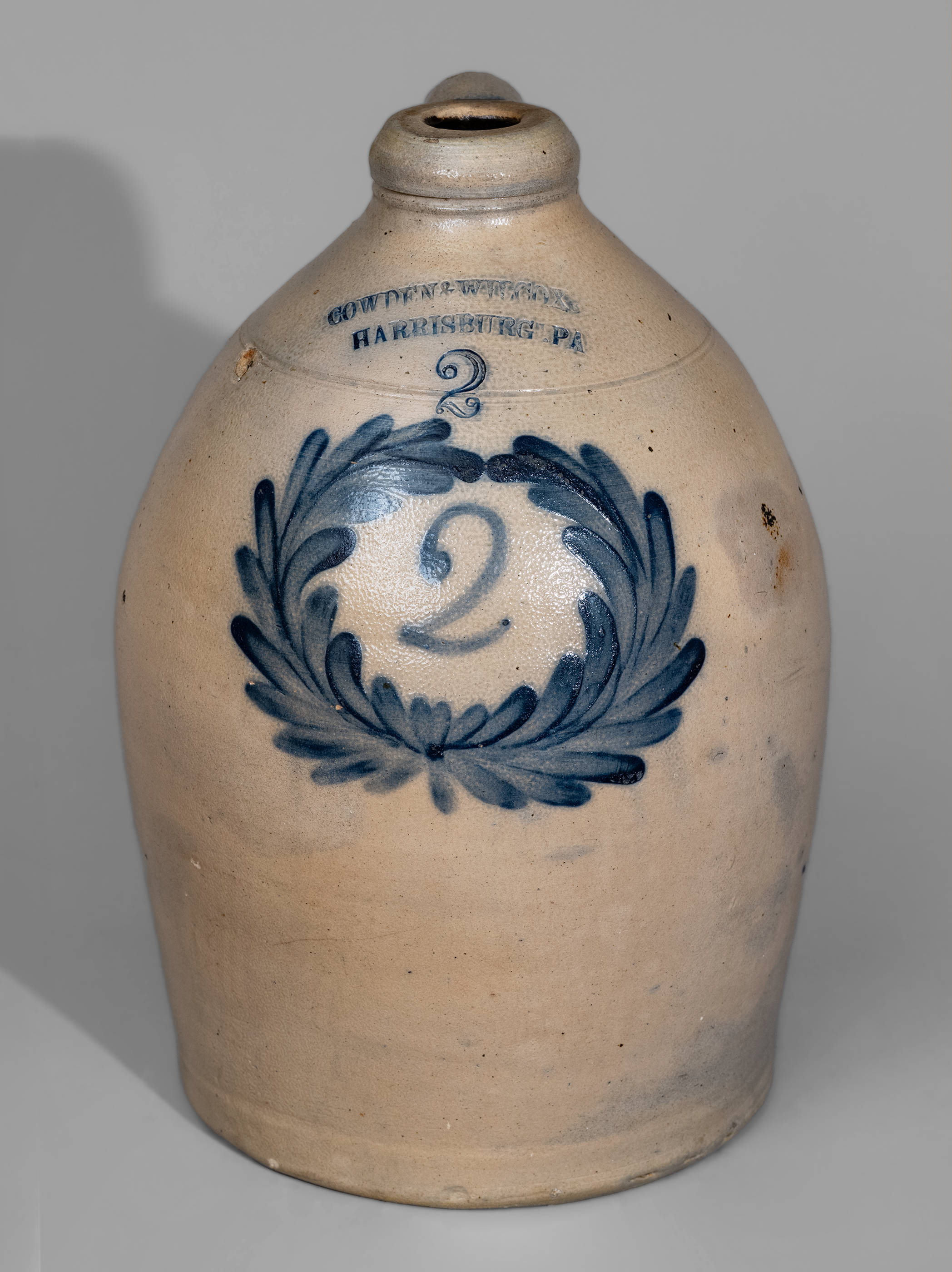 williamest ソンクラン　シクレ Two-Gallon COWDEN & WILCOX / HARRISBURG, PA Jug w/ Cobalt Wreath