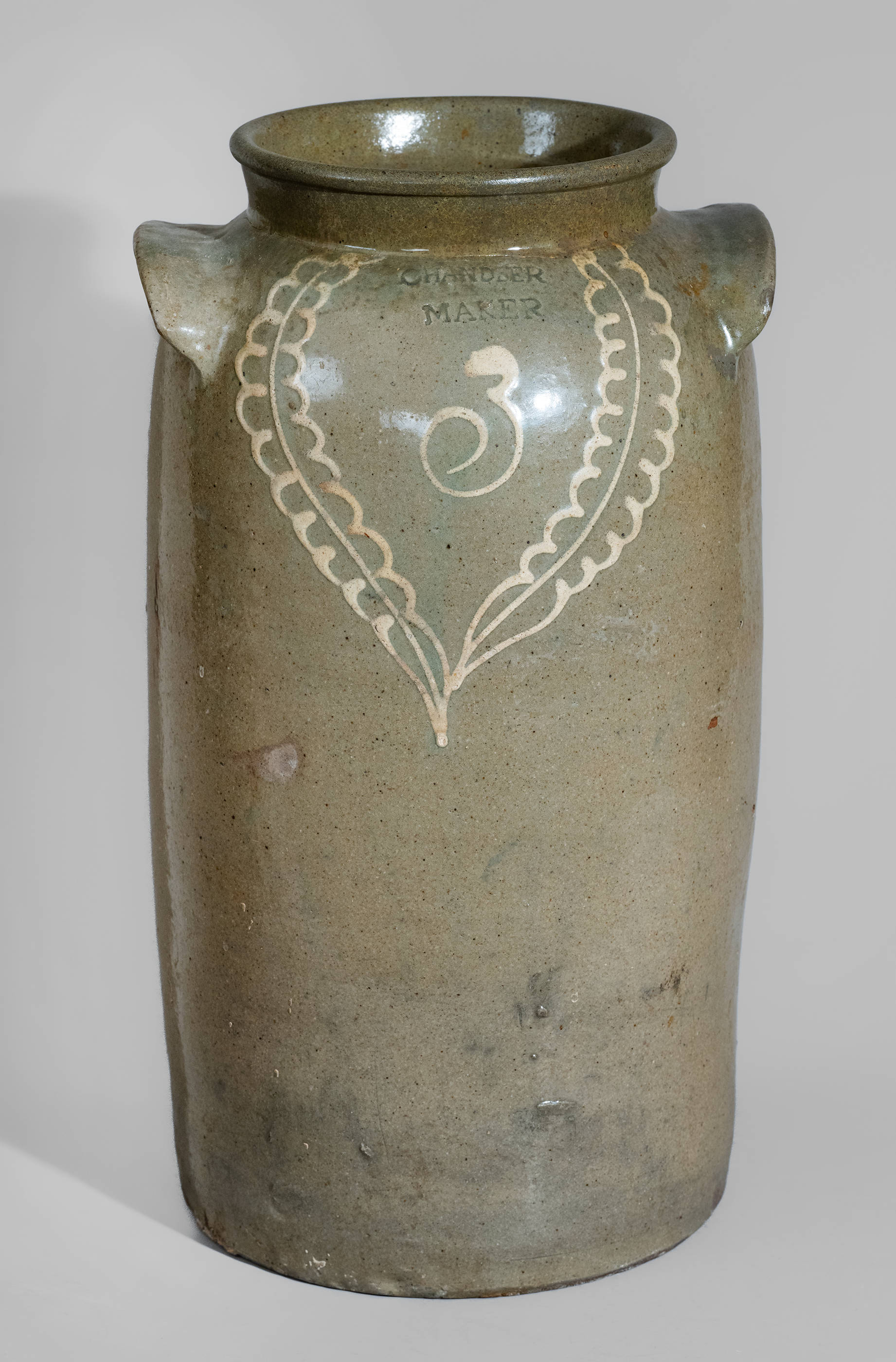 Rare CHANDLER MAKER, Edgefield District, SC Three-Gallon Alkaline