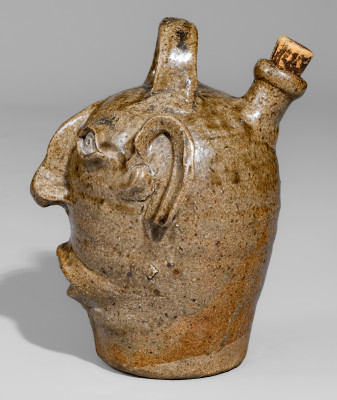 Elaborate 19th Century Alkaline-Glazed Stoneware Face Jug