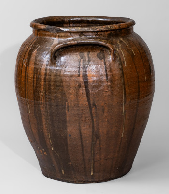 Rare and Important Twelve-Gallon Alkaline-Glazed Stoneware Jar, Inscribed 