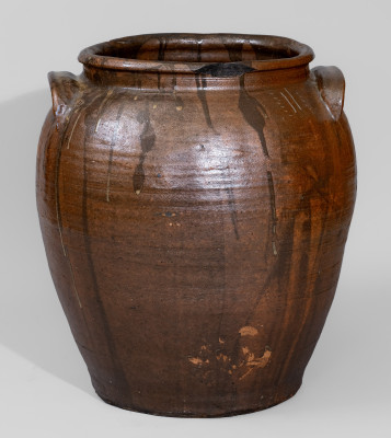 Rare and Important Twelve-Gallon Alkaline-Glazed Stoneware Jar, Inscribed 