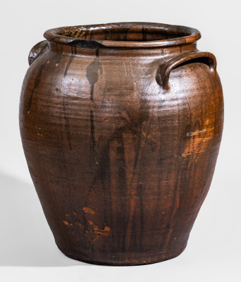Rare and Important Twelve-Gallon Alkaline-Glazed Stoneware Jar, Inscribed 
