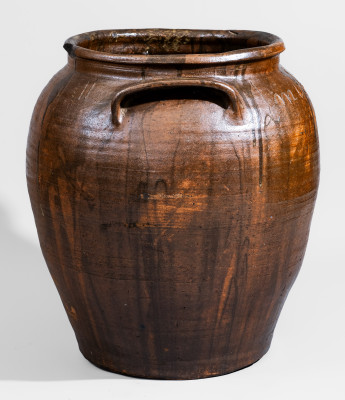 Rare and Important Twelve-Gallon Alkaline-Glazed Stoneware Jar, Inscribed 