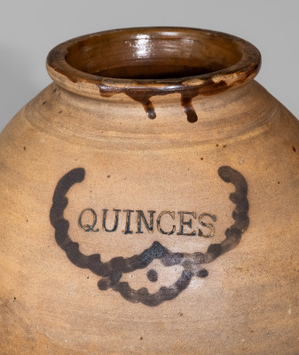 Rare and Fine Cobalt-Decorated Stoneware Preserve Jar, Stamped 