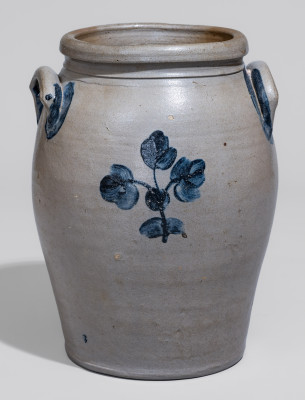 Rare and Fine Two-Gallon Stoneware Jar with Cobalt Floral Decoration, Inscribed 