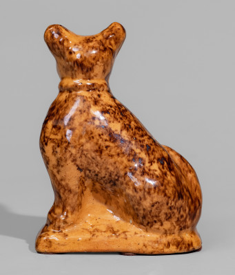 Rare and Fine Glazed Redware Figure of a Cat, attributed to John Bell, Waynesboro, PA, c1850-80
