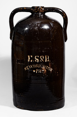 Exceptional Monumental MAYSVILLE, KY Stoneware Advertising Cooler, E. S. & B., NEW BRIGHTON, PA