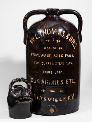 Exceptional Monumental MAYSVILLE, KY Stoneware Advertising Cooler, E. S. & B., NEW BRIGHTON, PA