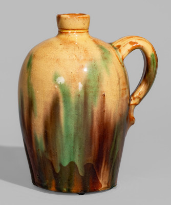 Rare and Fine Strasburg, VA Multi-Glazed Redware Jug