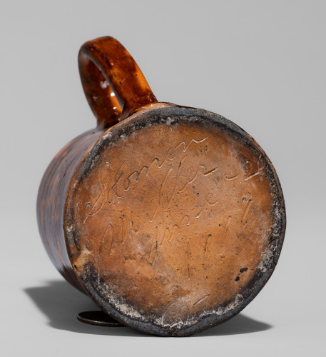 Rare and Fine Redware Mug, 