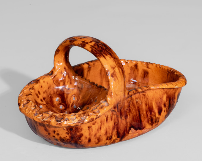 Extremely Rare and Fine Anthony W. Bacher / 1878 Redware Soap Dish