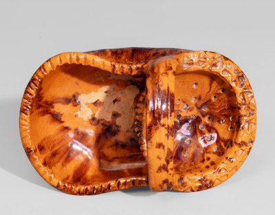 Extremely Rare and Fine Anthony W. Bacher / 1878 Redware Soap Dish