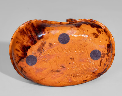 Extremely Rare and Fine Anthony W. Bacher / 1878 Redware Soap Dish