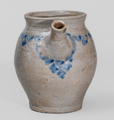 Manhattan / NYC Stoneware Spouted Vessel w/ Elaborate Impressed Drape Decoration, fourth quarter 18th century