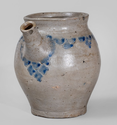 Manhattan / NYC Stoneware Spouted Vessel w/ Elaborate Impressed Drape Decoration, fourth quarter 18th century