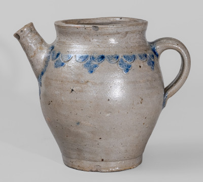 Manhattan / NYC Stoneware Spouted Vessel w/ Elaborate Impressed Drape Decoration, fourth quarter 18th century