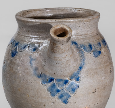 Manhattan / NYC Stoneware Spouted Vessel w/ Elaborate Impressed Drape Decoration, fourth quarter 18th century