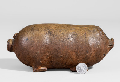 Extremely Rare and Important Stoneware Pig Flask att. J. B. Roberts, Cookeville, TN