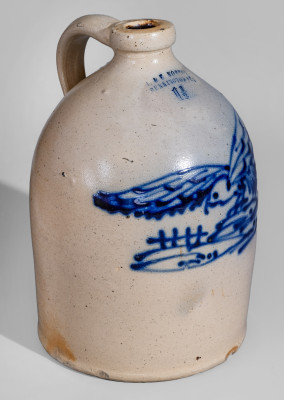 Rare and Fine 1 1/2 Gal. J. & E. NORTON / BENNINGTON, VT Stoneware Jug with Flying Hawk Decoration