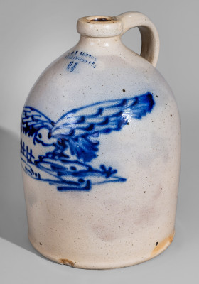 Rare and Fine 1 1/2 Gal. J. & E. NORTON / BENNINGTON, VT Stoneware Jug with Flying Hawk Decoration