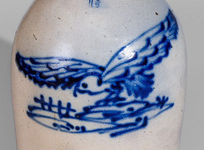 Rare and Fine 1 1/2 Gal. J. & E. NORTON / BENNINGTON, VT Stoneware Jug with Flying Hawk Decoration