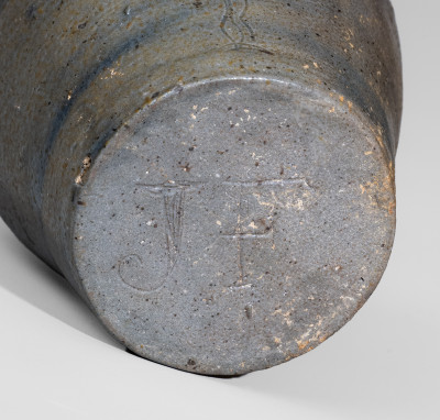 Exceptional Miniature Philadelphia, PA Stoneware Pitcher w/ Coggled Bird Decoration, Incised 