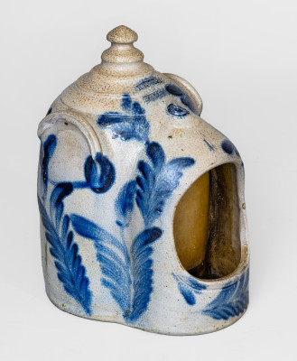 HENRY / PHILA Stoneware Chicken Waterer with Elaborate Floral Decoration