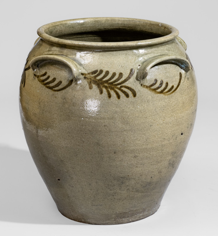 Rare Four-Handled attrib. Thomas Chandler, Edgefield Dist, SC Stoneware Jar, circa 1845