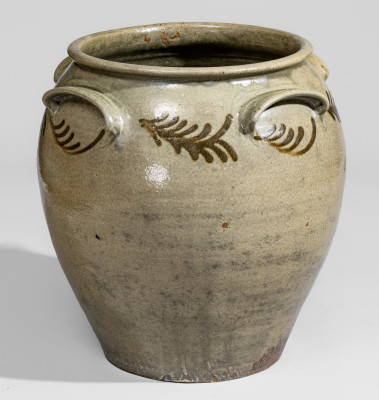 Rare Four-Handled attrib. Thomas Chandler, Edgefield Dist, SC Stoneware Jar, circa 1845